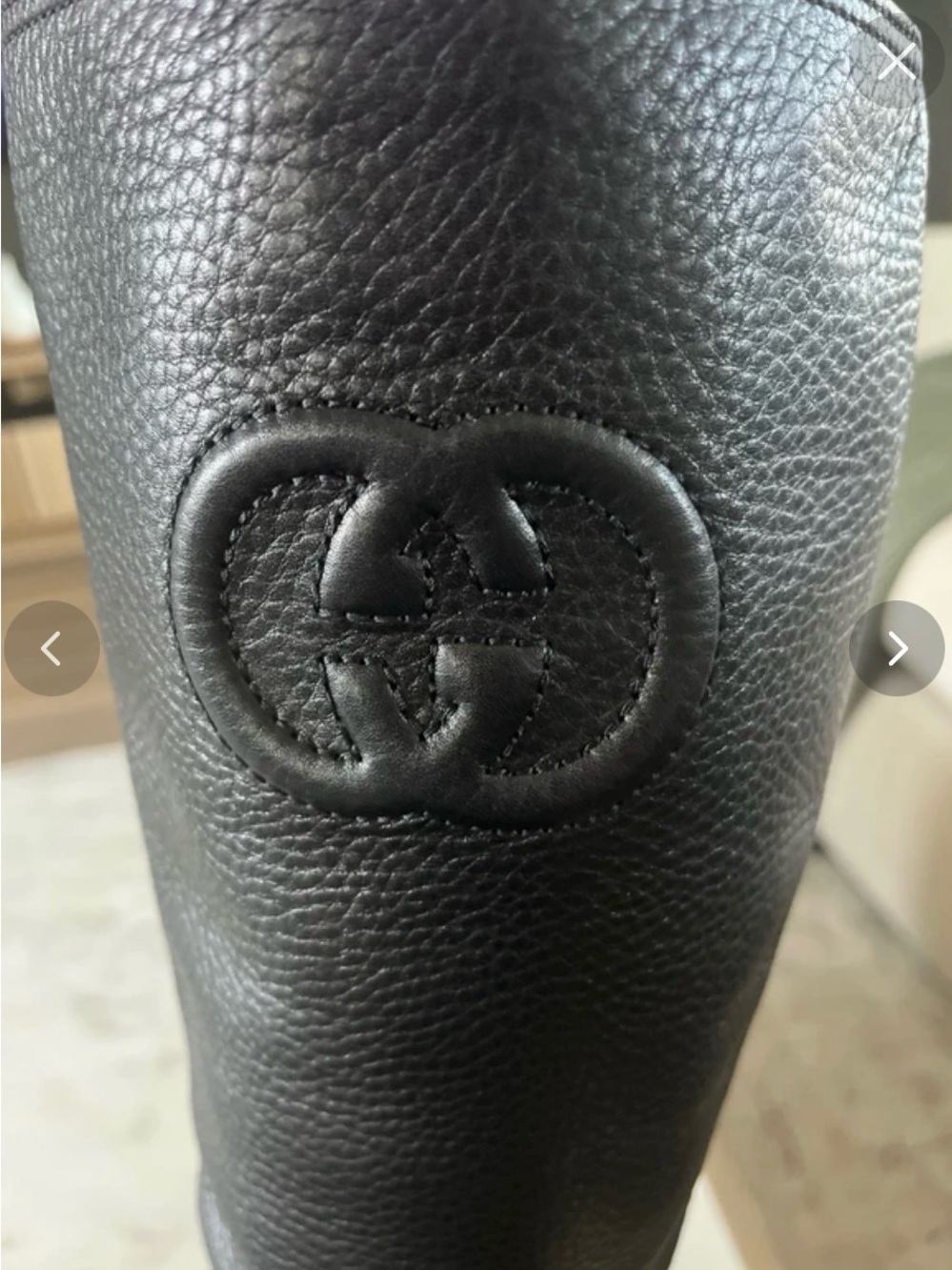 Gucci Black Leather Knee-High Logo Boots - Picture 2 of 8